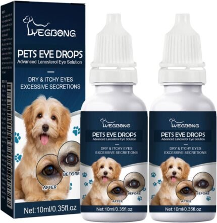 Cataract Drops for Dogs, 2 Pcs Dog Eye Drops for Relieving Eye Itching and Irritation, Dog Eye Infection Treatment, Removing Eye Stains, Eye Drops for Dogs & Cats Improving Eye Vision Clarity